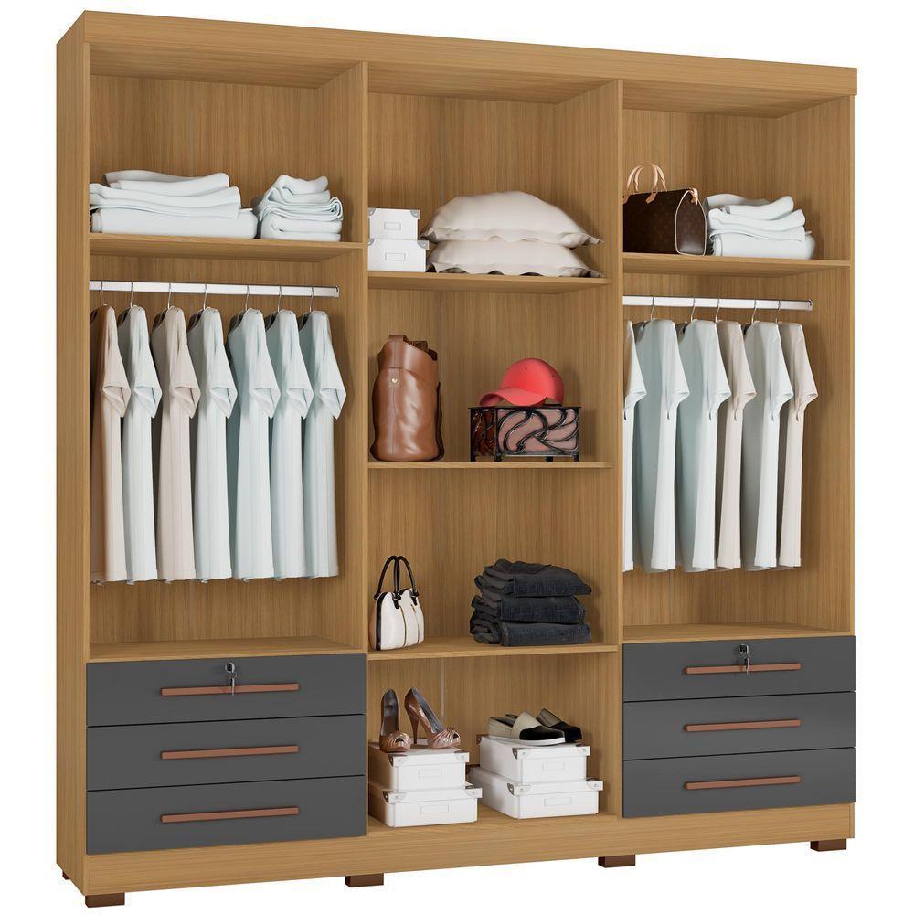 Guarda Roupa Casal 6 Portas E 6 Gavetas Londres Carvalho Americano/grafite - Incorplac - 7