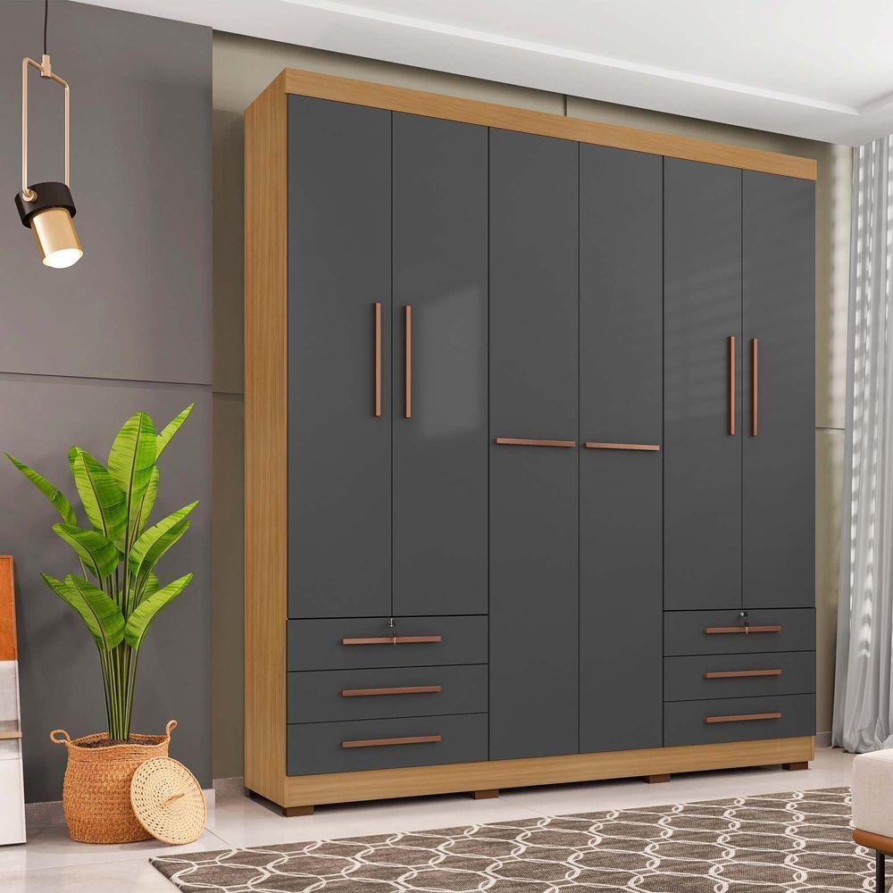Guarda Roupa Casal 6 Portas E 6 Gavetas Londres Carvalho Americano/grafite - Incorplac - 8