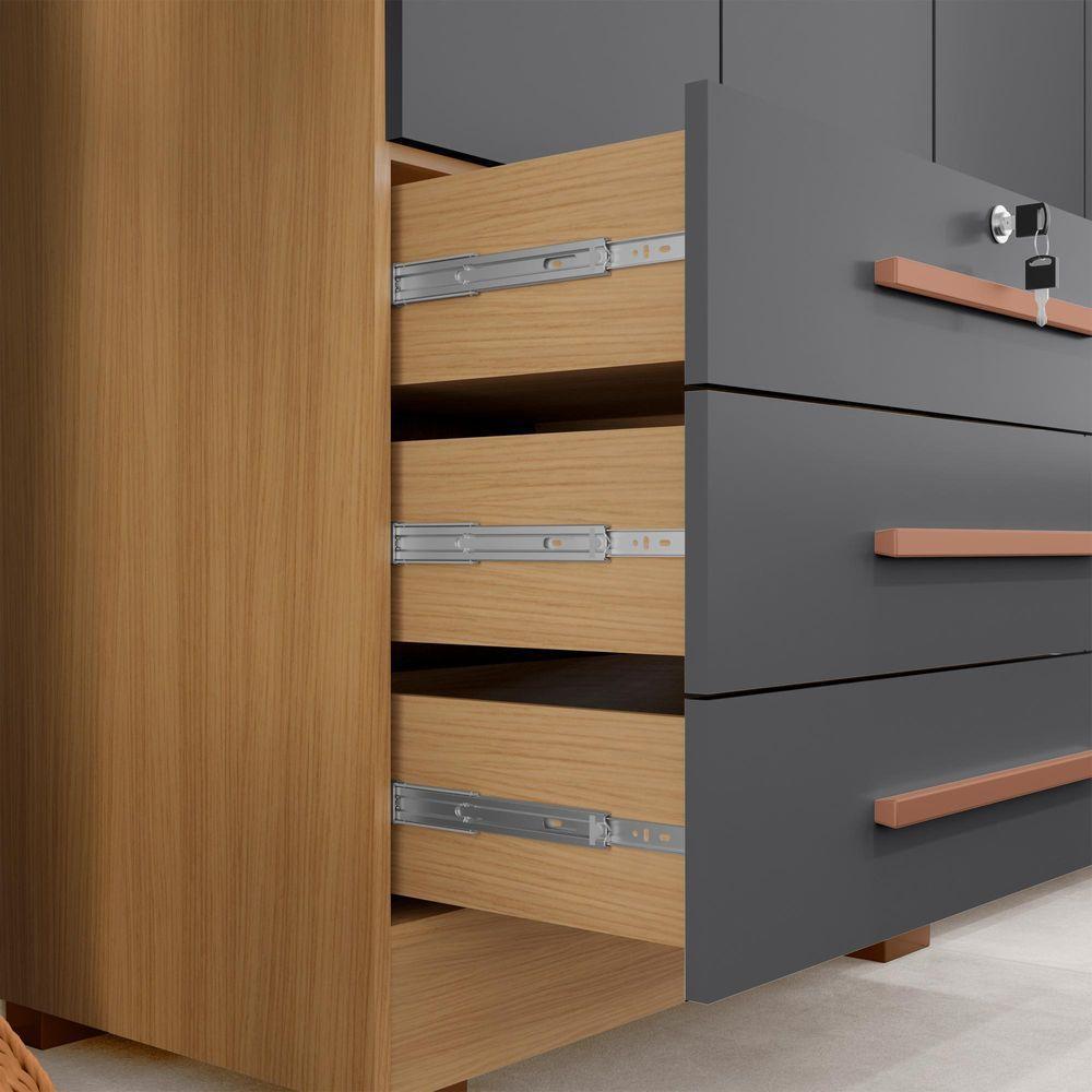 Guarda Roupa Casal 6 Portas E 6 Gavetas Londres Carvalho Americano/grafite - Incorplac - 9