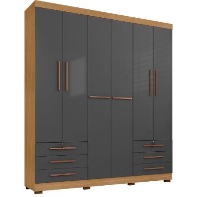 Guarda Roupa Casal 6 Portas E 6 Gavetas Londres Carvalho Americano/grafite - Incorplac