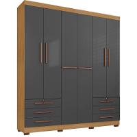 Guarda Roupa Casal 6 Portas E 6 Gavetas Londres Carvalho Americano/grafite - Incorplac - 1
