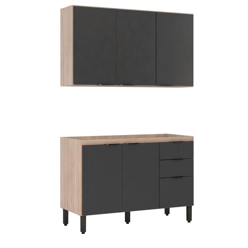 Cozinha Modular 2 Peças Firenze Composição Fi0009 Avena/grafito - Demóbile - 4