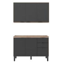 Cozinha Modular 2 Peças Firenze Composição Fi0009 Avena/grafito - Demóbile - 1