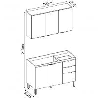Cozinha Modular 2 Peças Firenze Composição Fi0009 Avena/grafito - Demóbile - 2