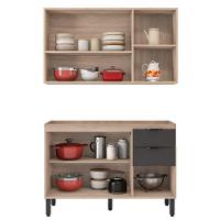 Cozinha Modular 2 Peças Firenze Composição Fi0009 Avena/grafito - Demóbile - 3