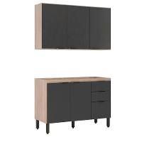 Cozinha Modular 2 Peças Firenze Composição Fi0009 Avena/grafito - Demóbile
