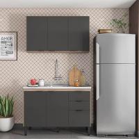 Cozinha Modular 2 Peças Firenze Composição Fi0009 Avena/grafito - Demóbile - 5