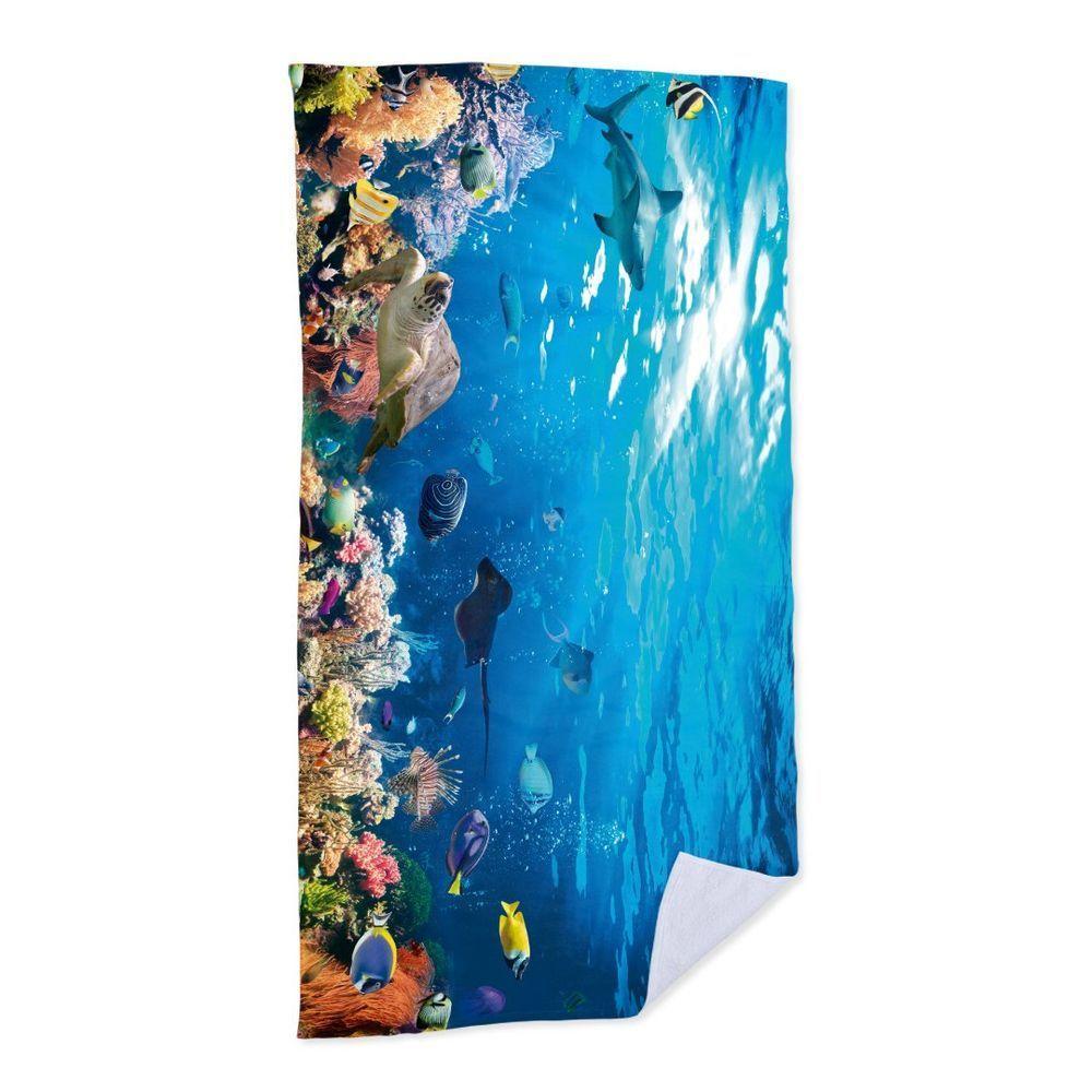 Toalha De Praia Fundo Do Mar Com Tartaruga Tubarão - 1