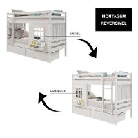 Beliche Infantil Com Janela Gavetas E Cortina Madeira Maciça Branco Housin - 2