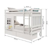 Beliche Infantil Com Janela Gavetas E Cortina Madeira Maciça Branco Housin