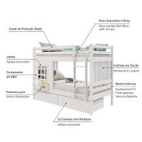 Beliche Infantil Com Janela Gavetas E Cortina Madeira Maciça Branco Housin - 5