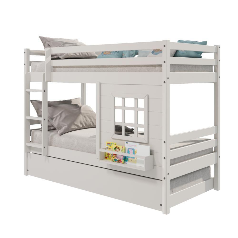 Treliche Infantil Com Janela Madeira Maciça Branco Housin - 5