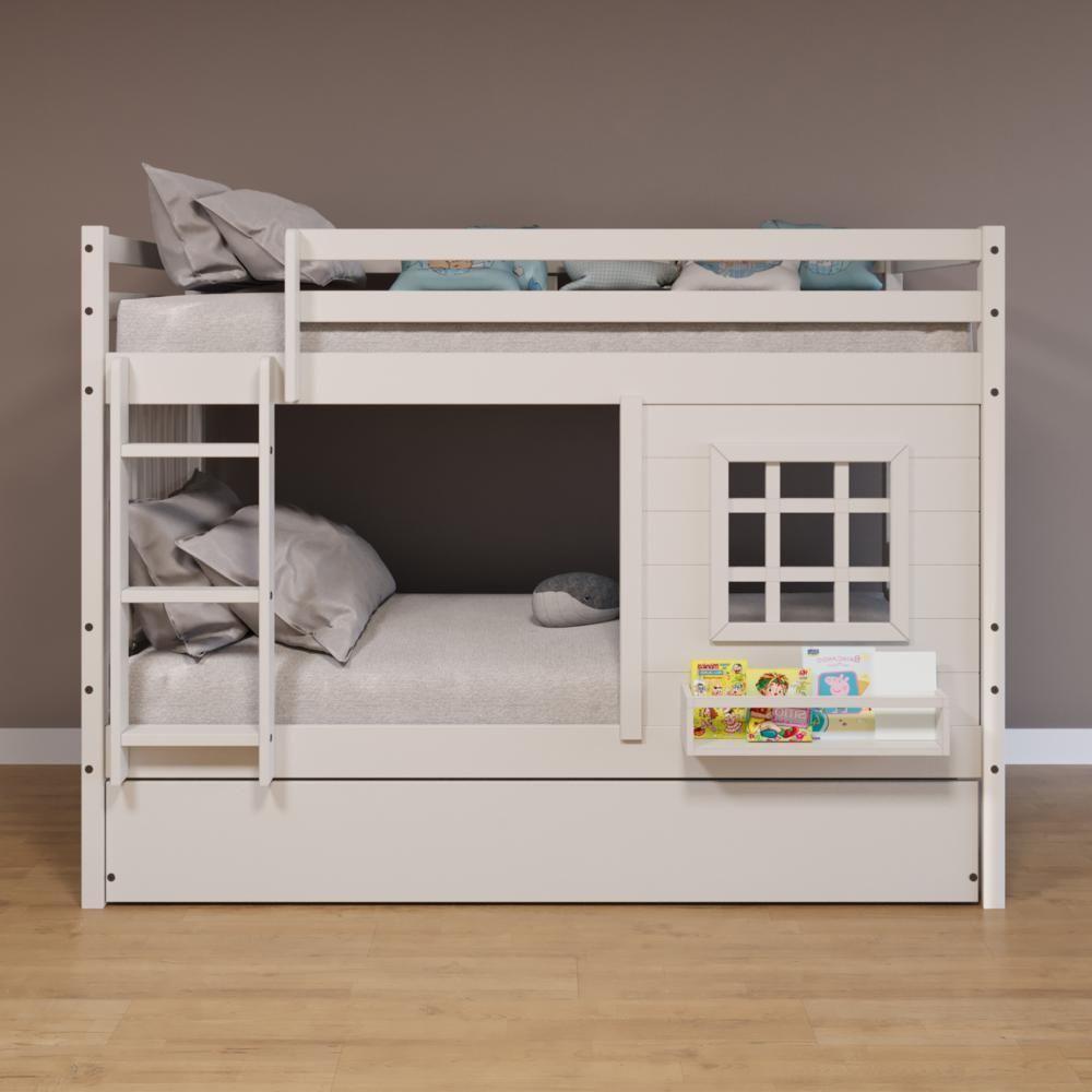 Treliche Infantil Com Janela E Cortina Madeira Maciça Branco Housin - 1