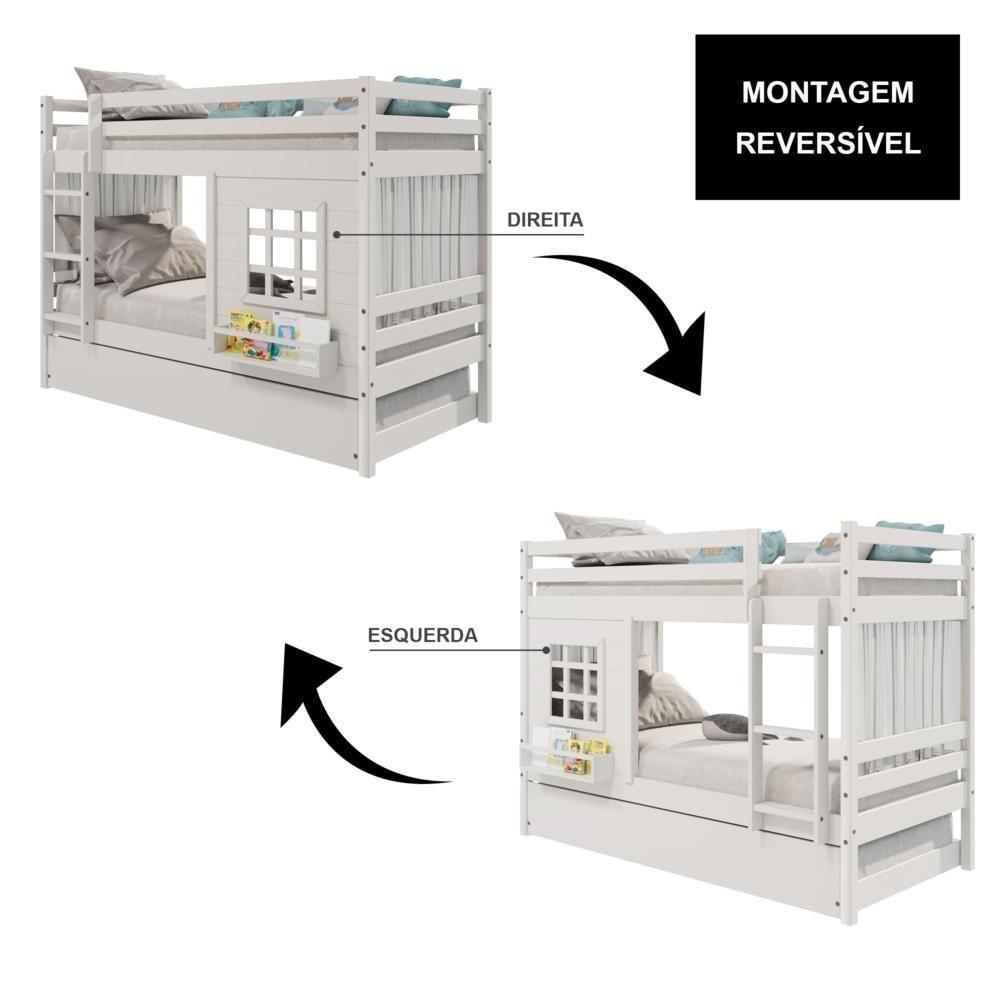Treliche Infantil Com Janela E Cortina Madeira Maciça Branco Housin - 2
