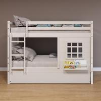 Treliche Infantil Com Janela E Cortina Madeira Maciça Branco Housin - 1