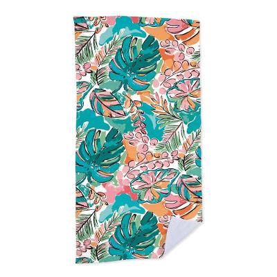 Toalha De Praia Arte De Folhas Tropicais
