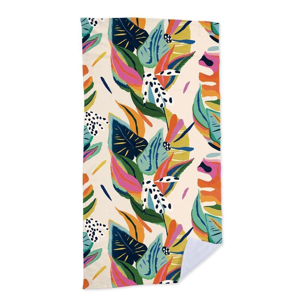 Toalha De Praia - Folhas Tropicais Abstratas - 1