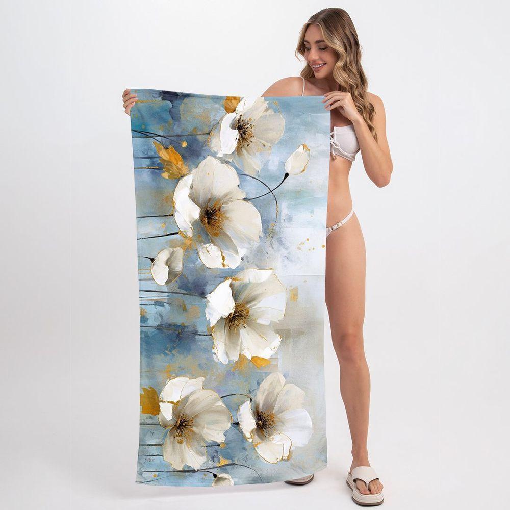 Toalha De Praia Flores White Art - 3