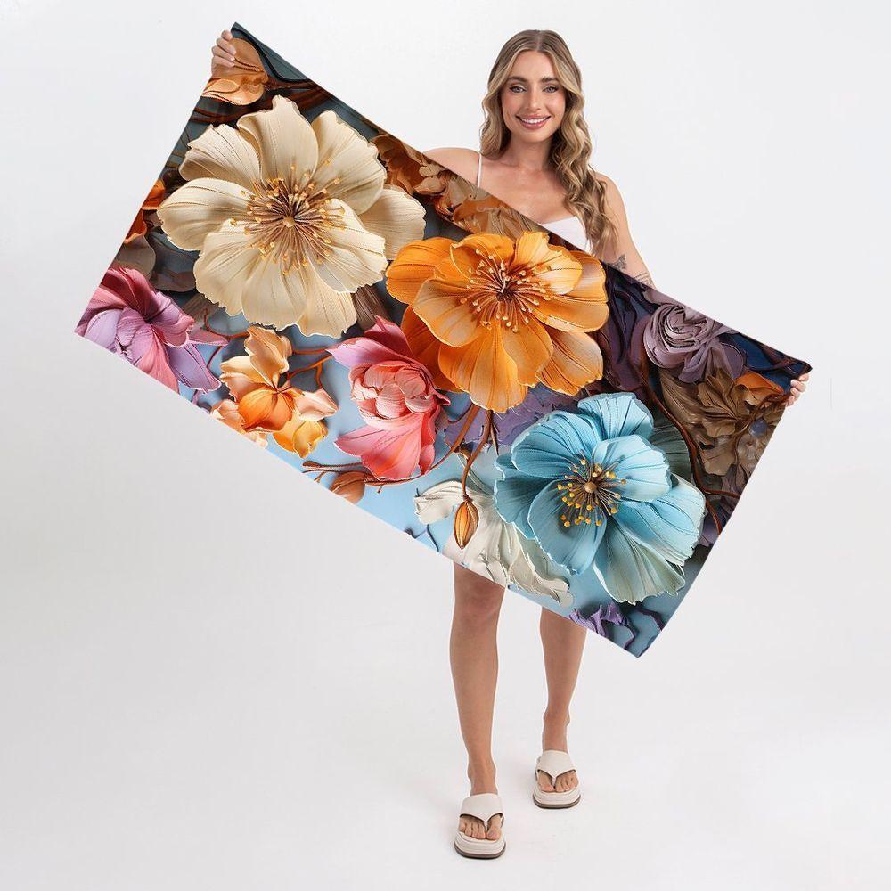 Toalha De Praia - Digital Flowers - 1