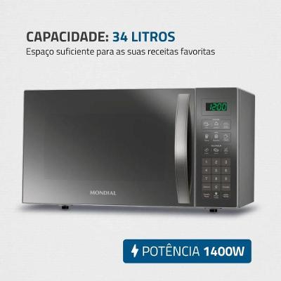 Micro-ondas Mondial 34 Litros 1.400w Espelhado Prata 127V