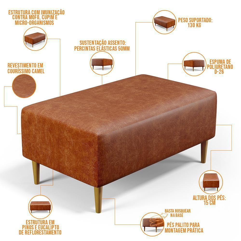 Kit 02 Puffs Cléo W01 Pés Palito 90 Cm Couríssimo Camel - 3