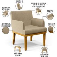 Kit 3 Poltronas Beatriz W01 Linho Bege Escuro - 8