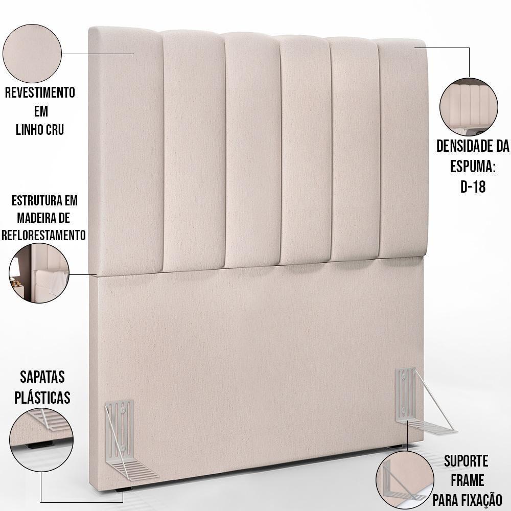 Cabeceira Cama Box Painel Solteiro 100 Cm Linho Cru - 4