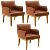 Kit 3 Poltronas Beatriz W01 Couríssimo Camel - 1