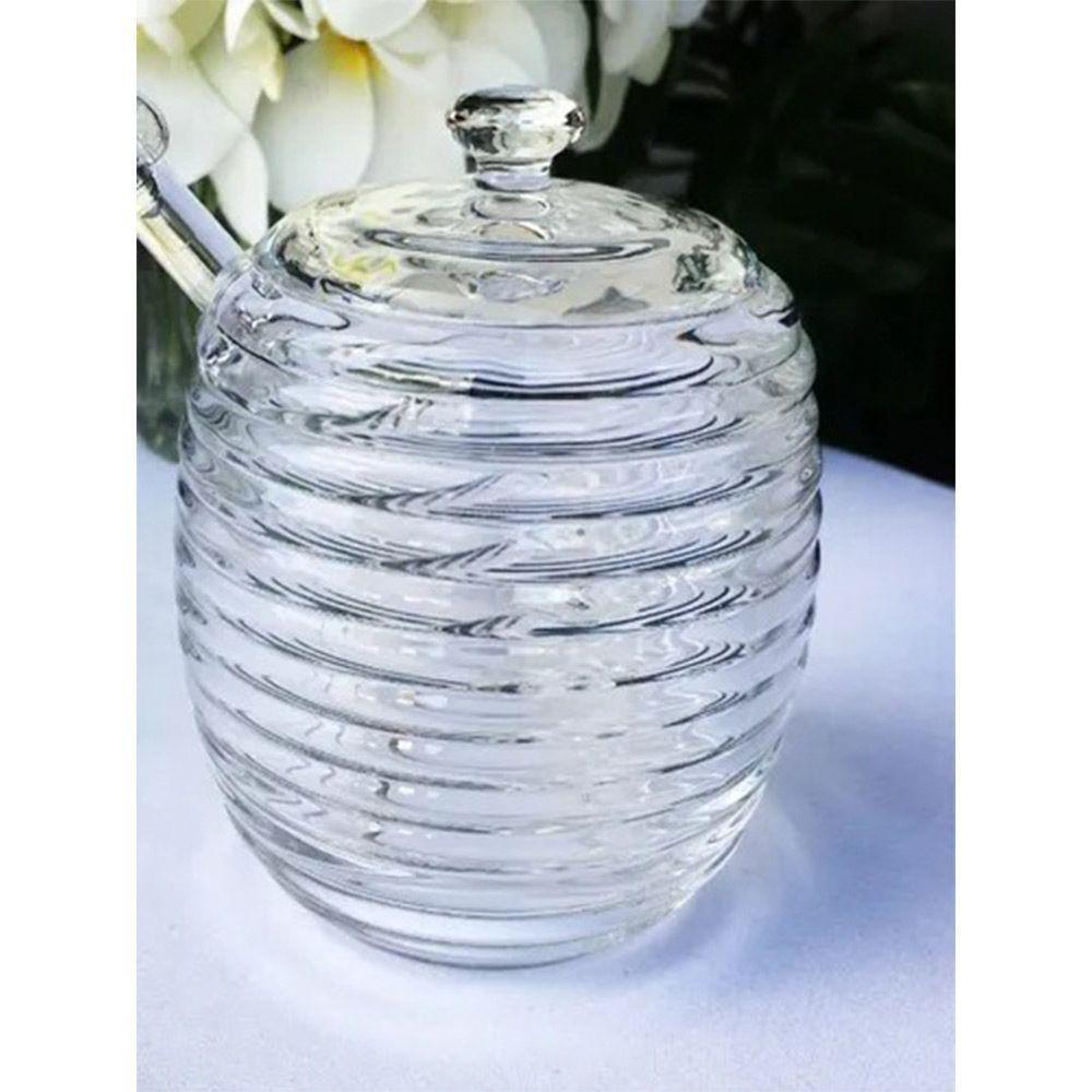 Açucareiro De Cristal Com Colher E Tampa Colmeia Lyor 210ml - 2