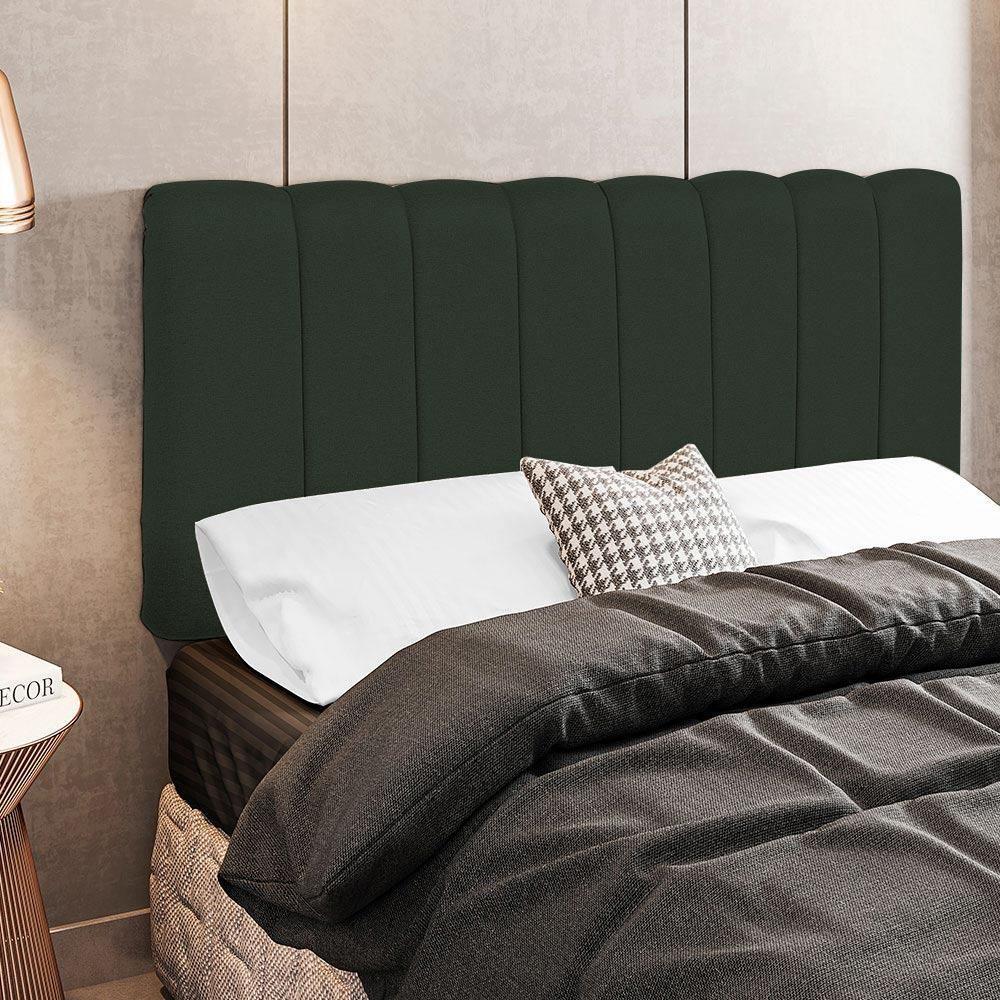 Cabeceira Cama Box Painel Solteiro 100 Cm Dubai W01 Linho Verde Musgo - Lyam Decor - 4