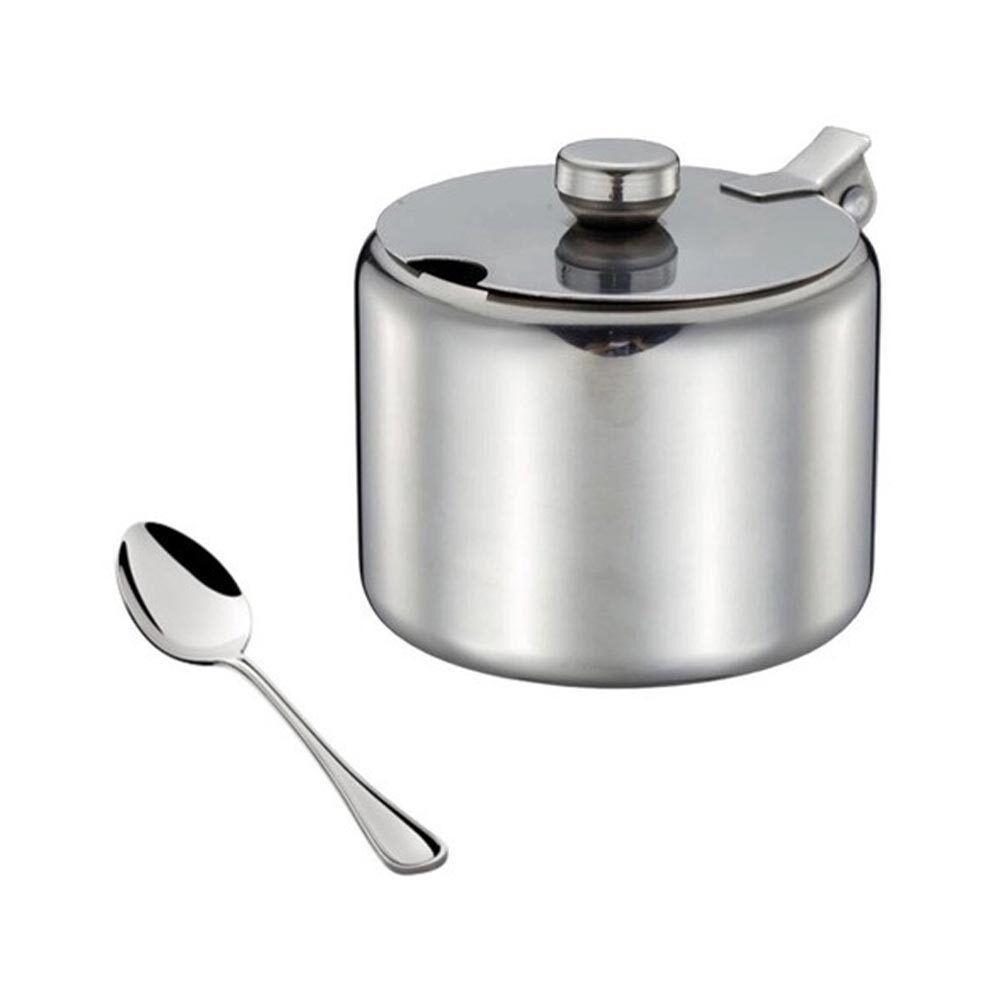 Açucareiro Aço Inox Com Colher Em Casa Tem 8x6cm - 1