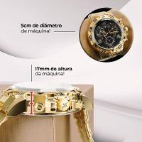 Relogio Masculino Dourado Inoxidavel Aço + Caixa Premium