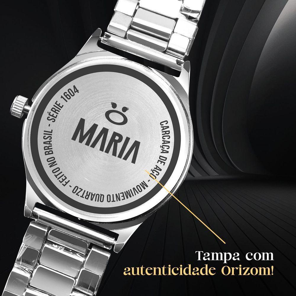 Relogio Feminino Prata Aço Inox + Colar Brincos + Caixa - 4