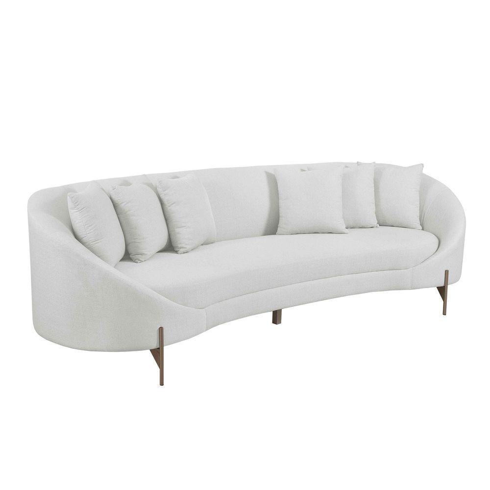 Sofá Orgânico Cardo 2,82m Em Linho Com Pés De Metal Cor Cru 2370 - 1