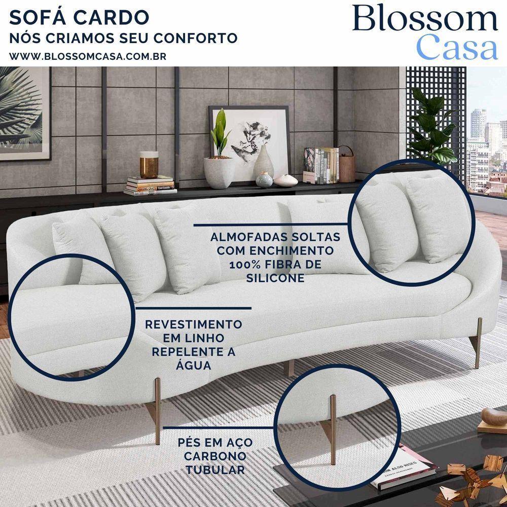 Sofá Orgânico Cardo 2,82m Em Linho Com Pés De Metal Cor Cru 2370 - 2