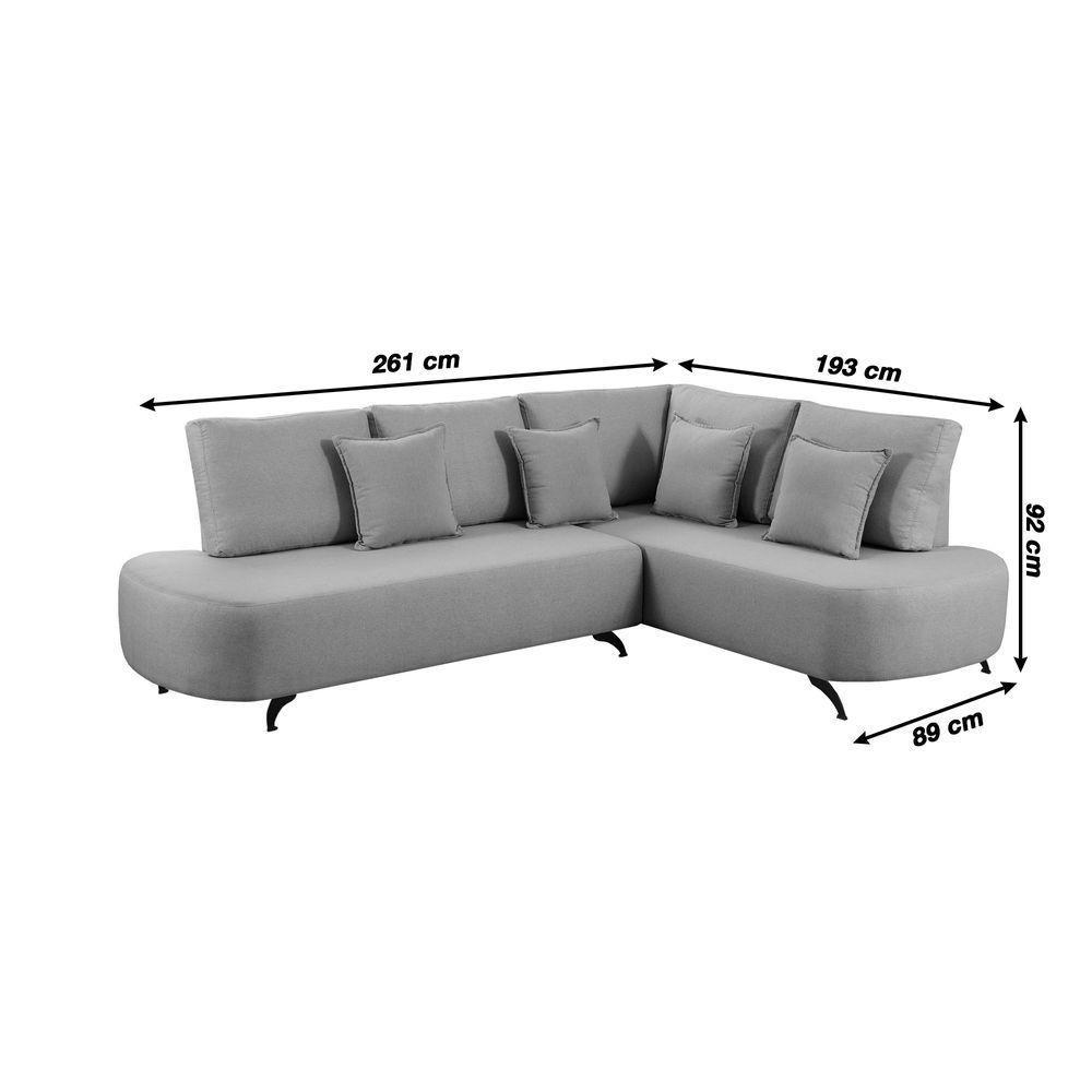 Sofá De Canto Nori Curva Le 2,61m Em Linho Com Pés De Metal Cor Cru 2320 - 3