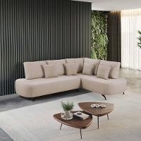 Sofá De Canto Nori Curva Le 2,61m Em Linho Com Pés De Metal Cor Cru 2320 - 4