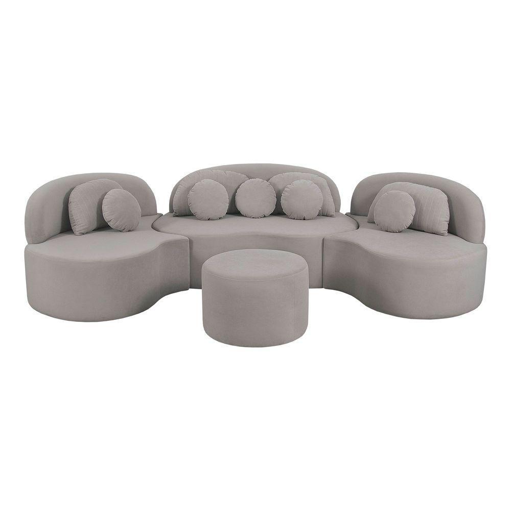 Sofá Orgânico Apple 3,08m Veludo Com Pés De Madeira Cor Cinza 2107 - 6