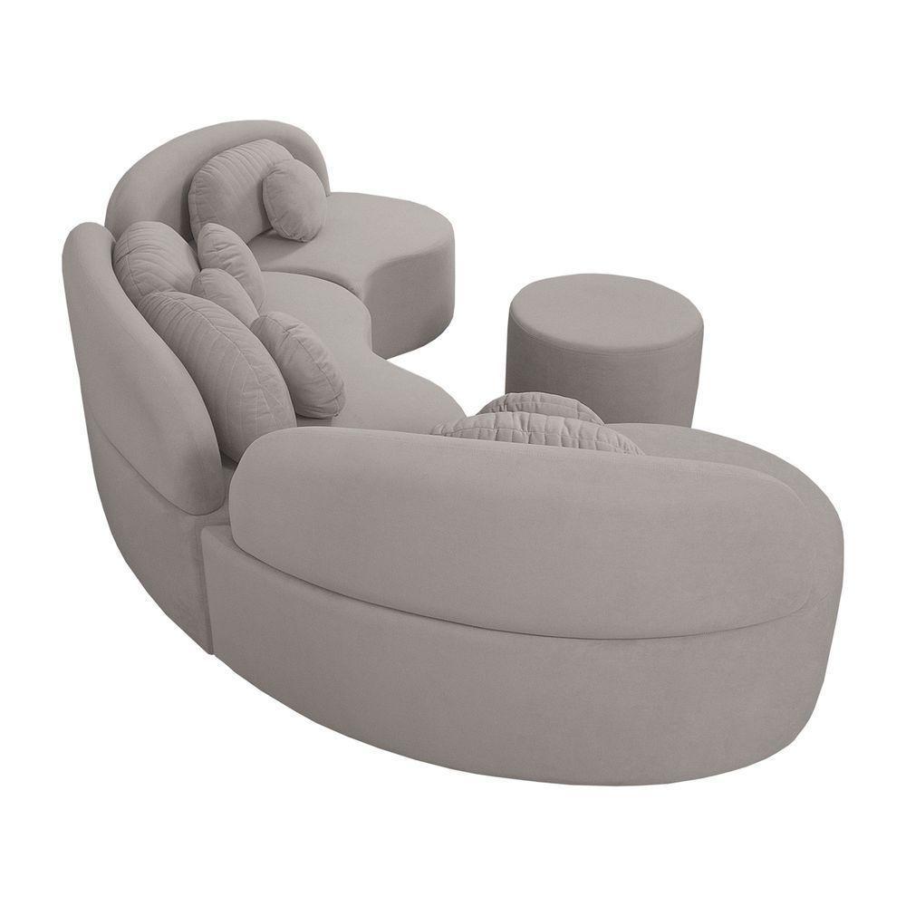 Sofá Orgânico Apple 3,08m Veludo Com Pés De Madeira Cor Cinza 2107 - 8