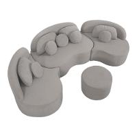 Sofá Orgânico Apple 3,08m Veludo Com Pés De Madeira Cor Cinza 2107 - 1