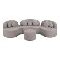 Sofá Orgânico Apple 3,08m Veludo Com Pés De Madeira Cor Cinza 2107 - 6