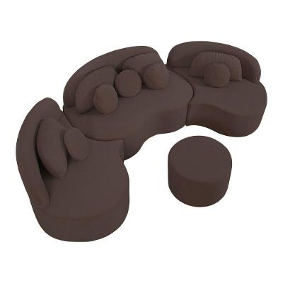 Sofá Orgânico Apple 3,08m Veludo Com Pés De Madeira Cor Marrom 2131