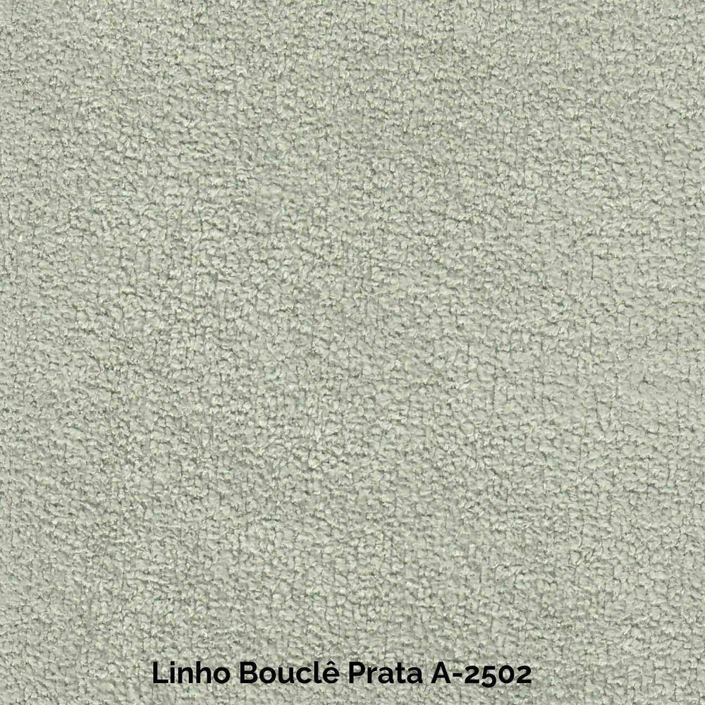 Poltrona E Puff Lis Em Linho Bouclê Com Base De Madeira Cor Prata 2502 Peça Poltrona + Puff - 2