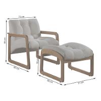 Poltrona E Puff Lis Em Linho Bouclê Com Base De Madeira Cor Prata 2502 Peça Poltrona + Puff - 3