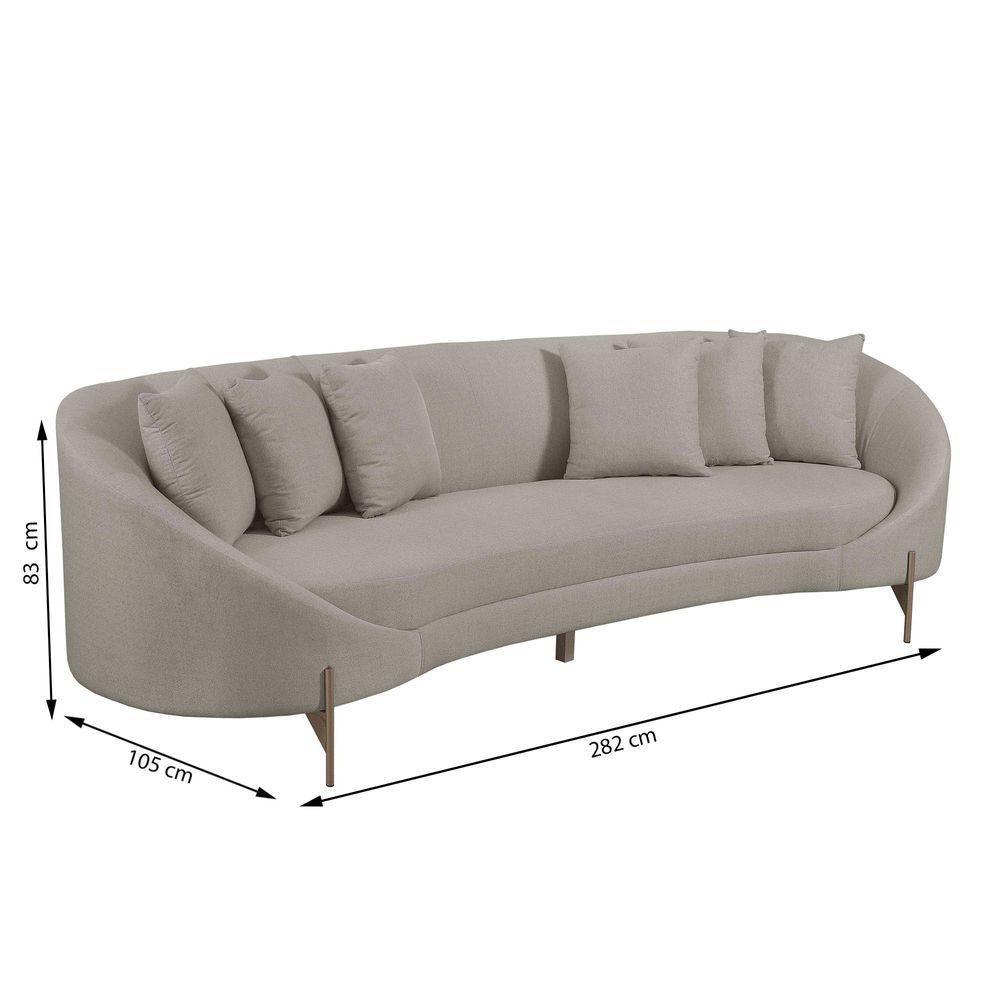 Sofá Orgânico Cardo 2,82m Em Linho Com Pés De Metal Cor Bege Claro 2372 - 7
