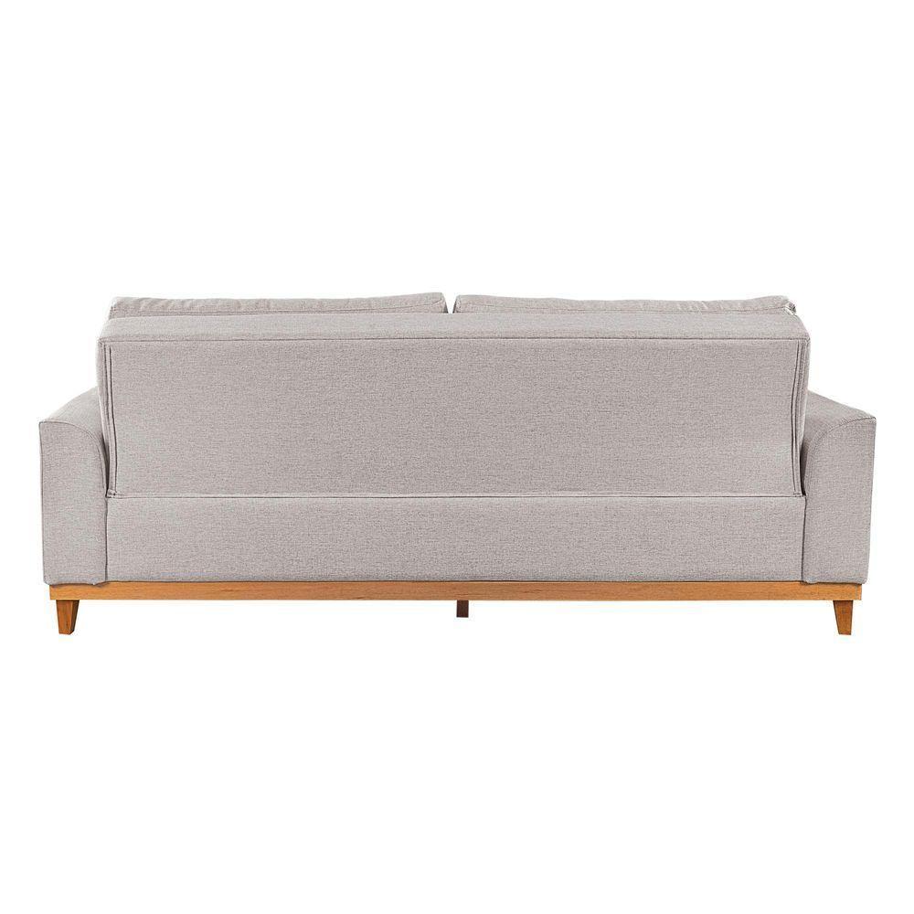 Sofá Living E Reclinável Jasmin Linho Com Pés De Madeira Usb Com Kit Usb Cor Bege 2154 - 2