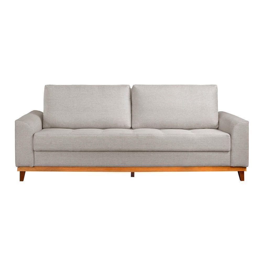 Sofá Living E Reclinável Jasmin Linho Com Pés De Madeira Usb Com Kit Usb Cor Bege 2154 - 6