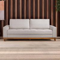 Sofá Living E Reclinável Jasmin Linho Com Pés De Madeira Usb Com Kit Usb Cor Bege 2154 - 5