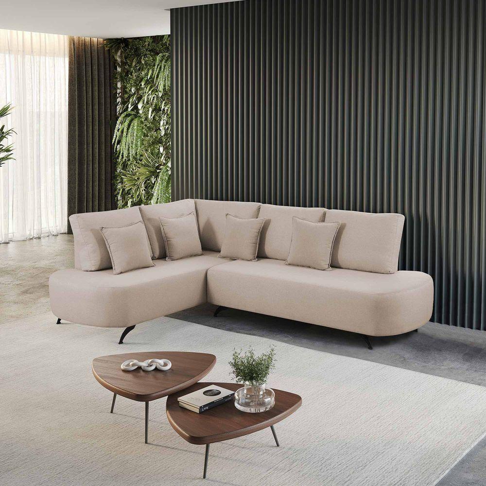 Sofá De Canto Nori Curva Ld 2,61m Em Linho Com Pés De Metal Cor Cru 2320 - 4