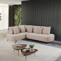 Sofá De Canto Nori Curva Ld 2,61m Em Linho Com Pés De Metal Cor Cru 2320 - 4